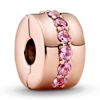 Pandora Moments Rózsaszín szikrázó sor rozé klip charm
