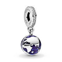 Pandora Moments Kék bolygó ezüst függő charm