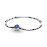 Pandora Moments Szikrázó kék kapcsos kígyólánc ezüst karkötő