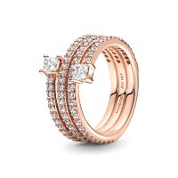 Pandora Hármas spirálos rozé arany gyűrű