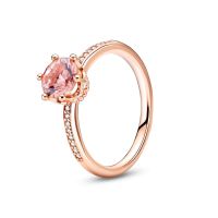 Pandora Ragyogó rózsaszín korona szoliter rozé arany gyűrű