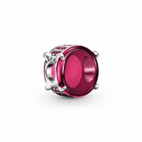 Pandora Moments Ovális fukszala rózsaszín cabochon ezüst charm