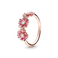 Pandora női gyűrű, rózsaszín százszorszép trio