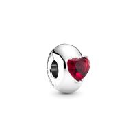 Pandora Moments Piros szív szoliter ezüst klip charm