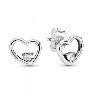 Pandora Aszimmetrikus szívek ezüst fülbevaló