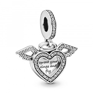 Pandora Moments Szív és angyalszárny ezüst függő charm