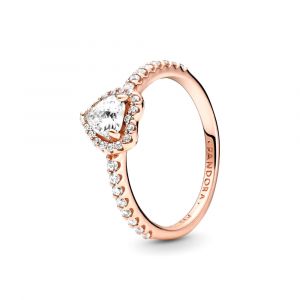 Pandora Szikrázó kiemelt szív rozé gyűrű arany Gyűrű