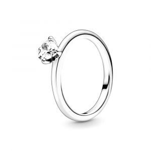 Pandora Áttetsző szív szoliter ezüst gyűrű
