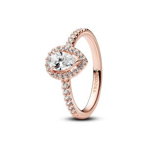 Pandora Szikrázó körte glória rozé arany színű gyűrű