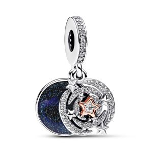 Pandora Kéttónusú hullócsillag dupla függő ezüst charm