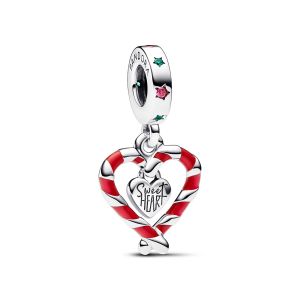 Pandora Dupla cukorpálca szív karácsonyi függő ezüst charm