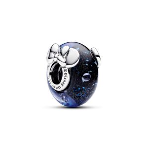 Pandora Disney Mickey egér és Minnie egér kék muranói üveg ezüst charm
