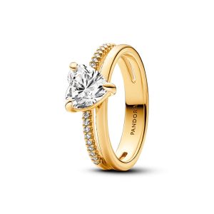 Pandora Szív dupla sárga arany színű gyűrű