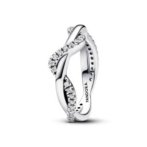 Pandora  Szikrázó összefonódó hullám gyűrű Ezüst Gyűrű
