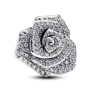 Pandora Moments Szikrázó virágzó rózsa nagy méretű Ezüst színű Charm