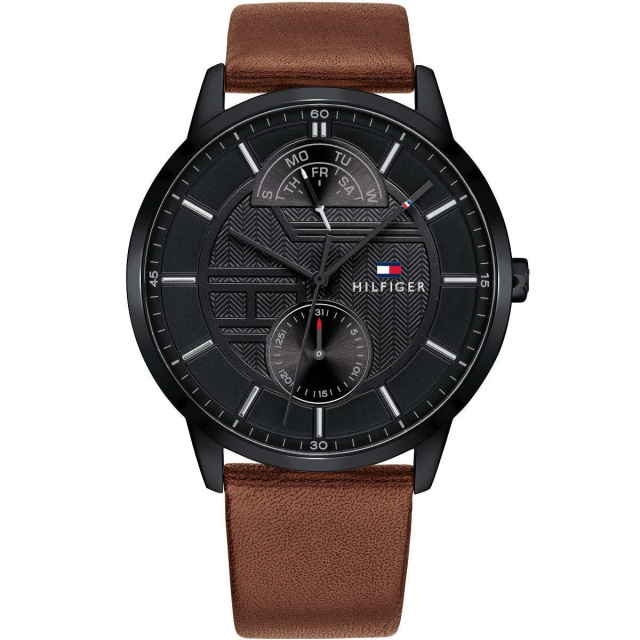 Tommy Hilfiger férfi karóra, Hunter barna bőrszíjas TH1791604
