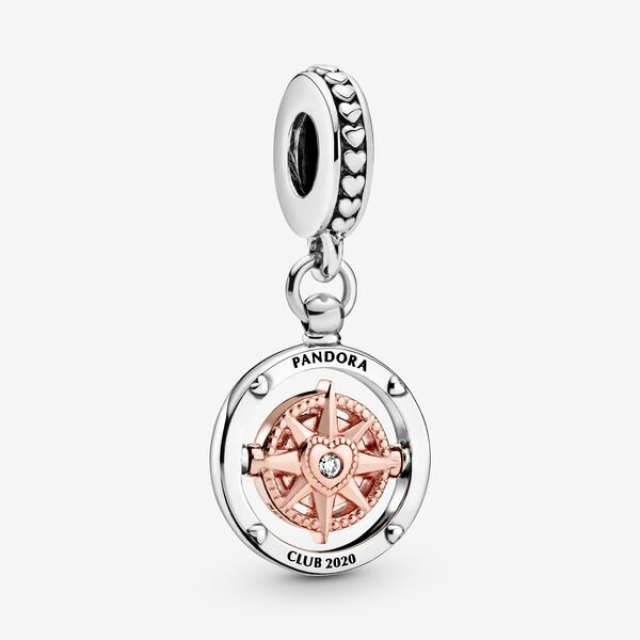 Pandora Moments Club iránytű függ rozé függő charm