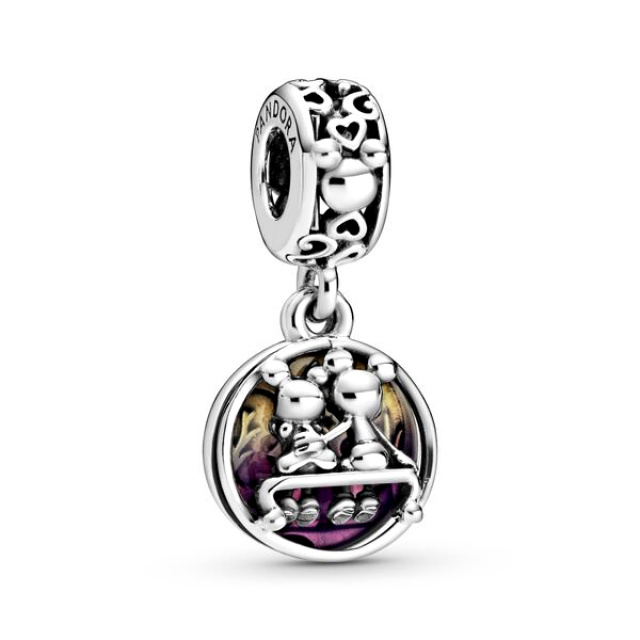 Pandora Moments Disney Mickey egér és Minnie egér boldogan éltek ezüst függő charm