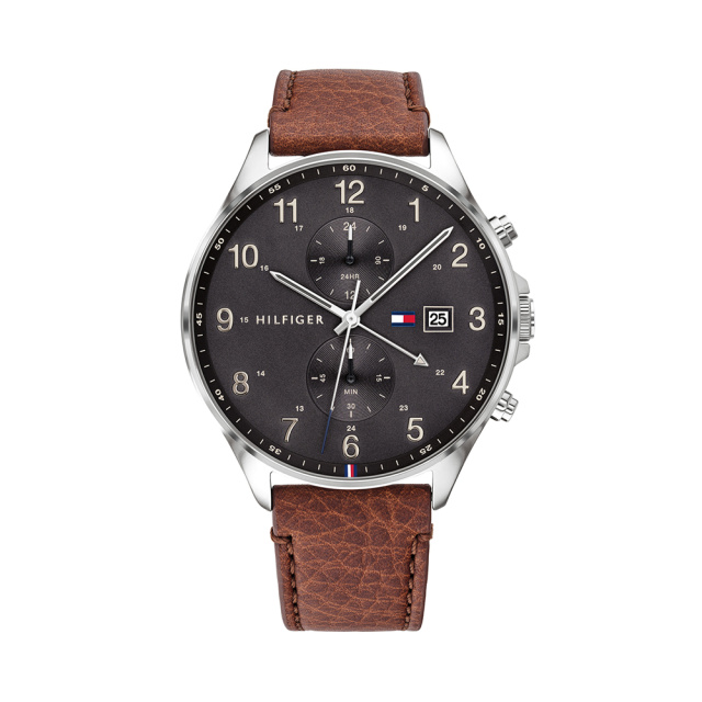 TOMMY HILFIGER FÉRFI KARÓRA, West barna bőrszíjas TH1791710