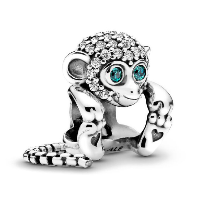 Pandora Moments Csillogó majom ezüst charm