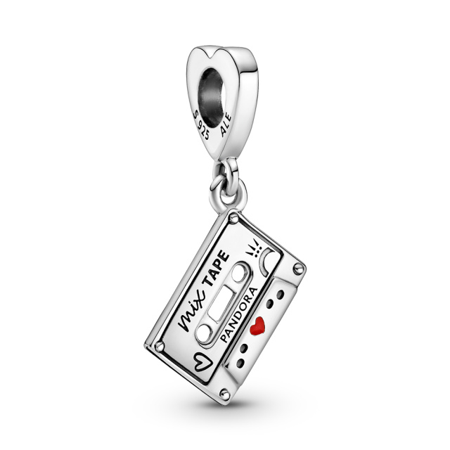 Pandora Moments Vintage kazetta függő ezüst charm
