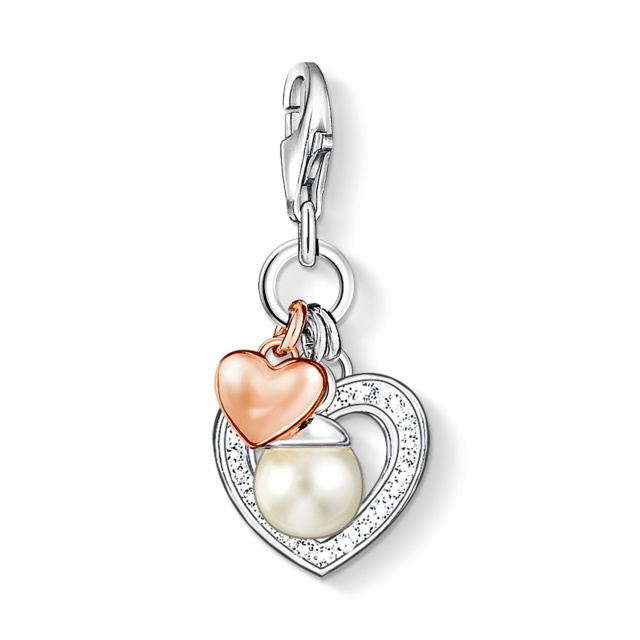 Thomas Sabo női charm, Szív gyönggyel