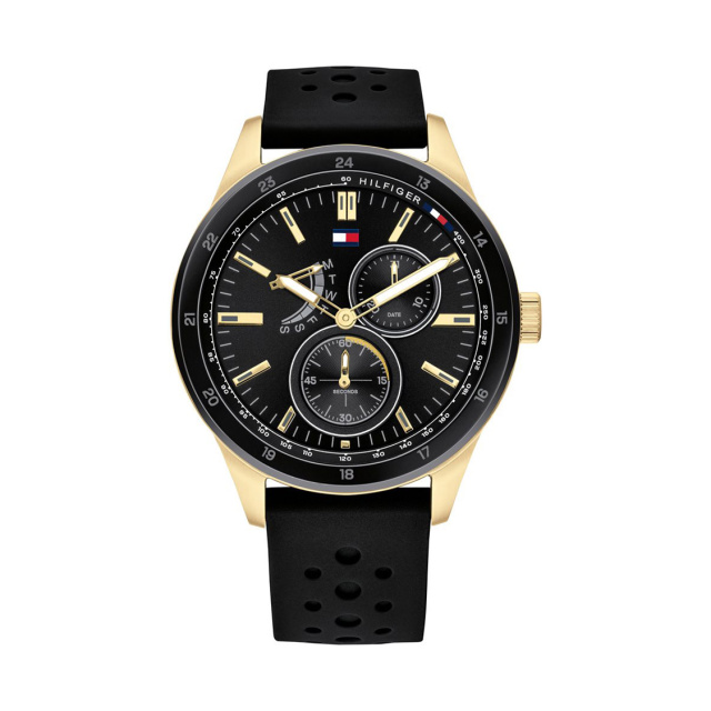 Tommy Hilfiger férfi karóra, Austin fekete szilikon szíjas TH1791636