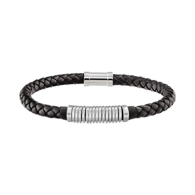 Tommy Hilfiger férfi karkötő, Metal Spiral fekete bőrszíjas THJ2790153