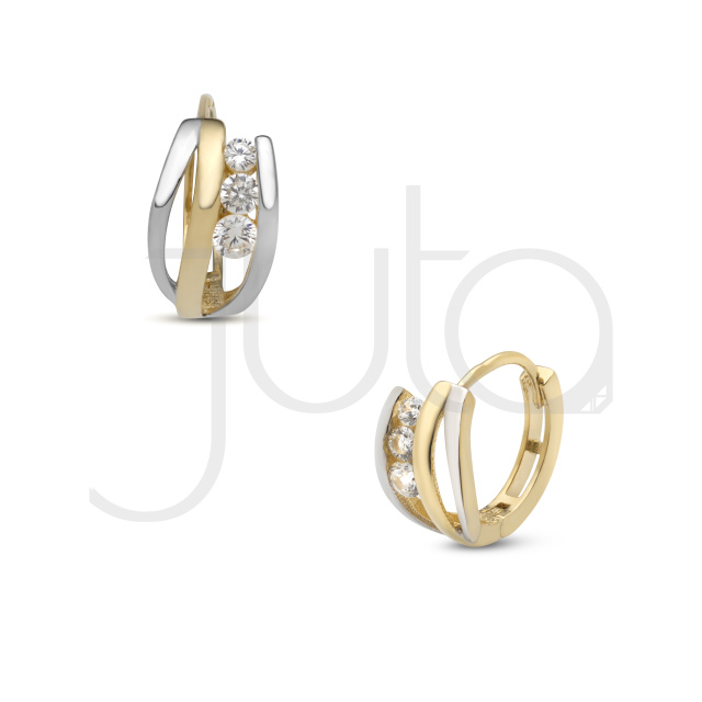 Juta Fehér és sárga színű arany karika fülbevaló