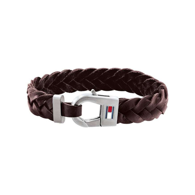 Tommy Hilfiger férfi karkötő, Hook Braided barna bőrszijas THJ2790156
