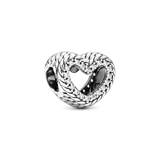 Pandora Moments Kígyólánc mintás nyitott szív ezüst charm