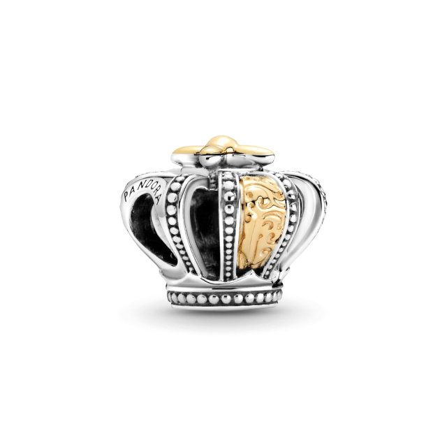 Pandora Moments Kéttónusó fenséges korona ezüst charm
