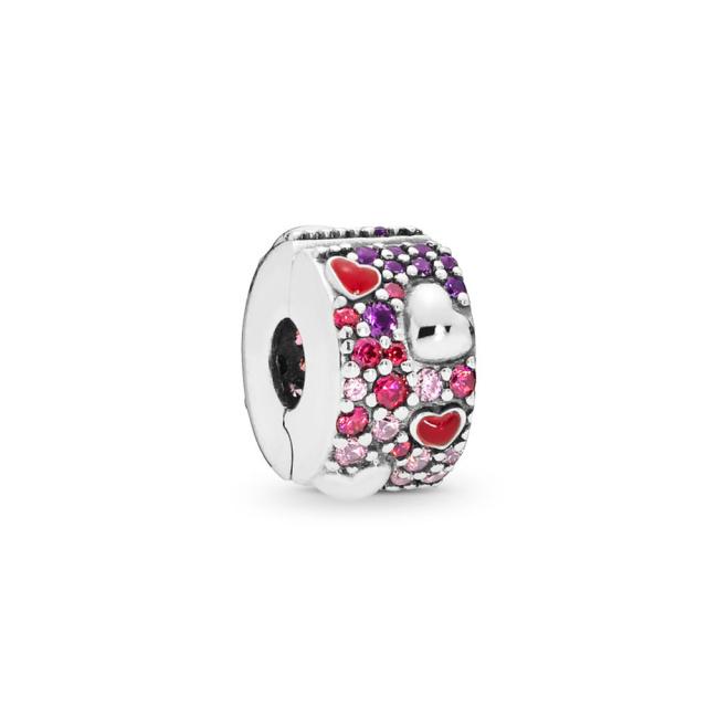 Pandora Moments Aszimmetrikus szívek pavé ezüst klip charm