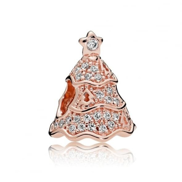 Pandora Moments karácsonyfa rozé arany női charm