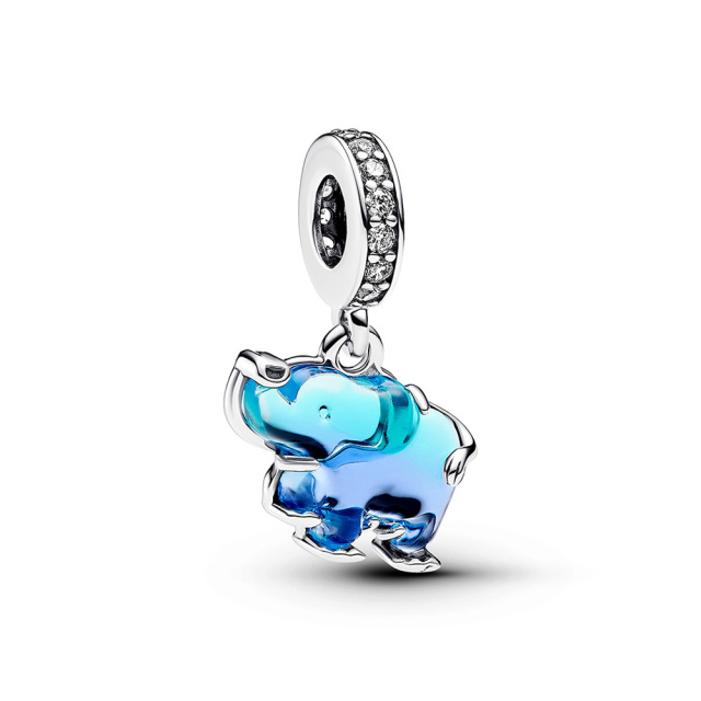 Pandora kék muranói üveg elefánt függő charm 