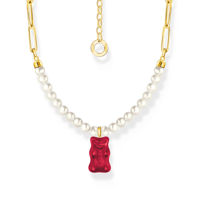 Thomas Sabo x HARIBO piros gumimaci & gyöngy aranyozott női nyaklánc
