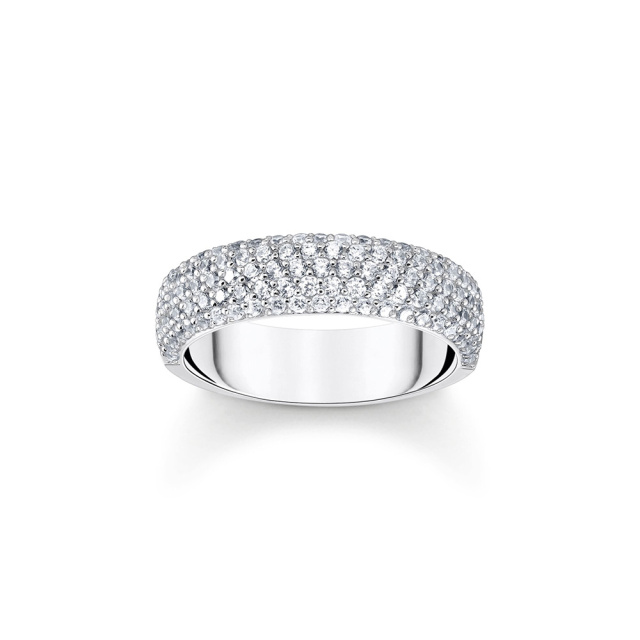Gravírozható fehér köves Thomas Sabo női ezüst gyűrű