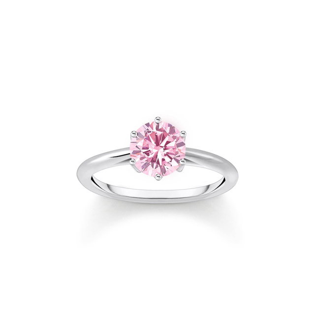 Gyémánt csillogású rózsaszín Thomas Sabo női ezüst gyűrű cirkónia kővel