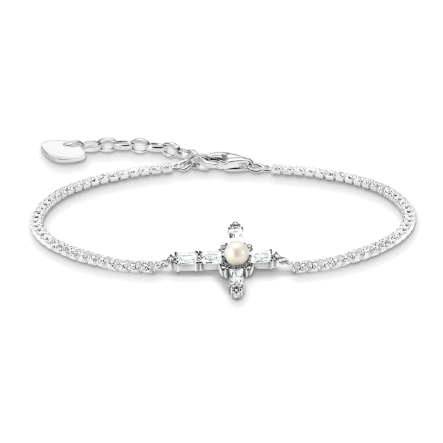 Thomas Sabo ezüst karkötő fehér cirkónia kereszttel