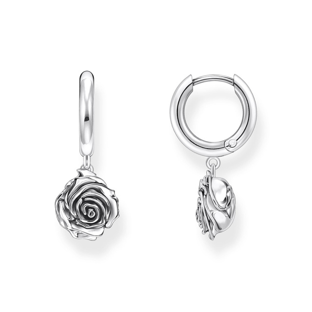 Thomas Sabo éjféli rózsa ezüst női karikás fülbevaló