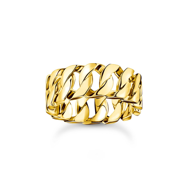 Thomas Sabo aranyozott széles gyűrű láncszemekkel
