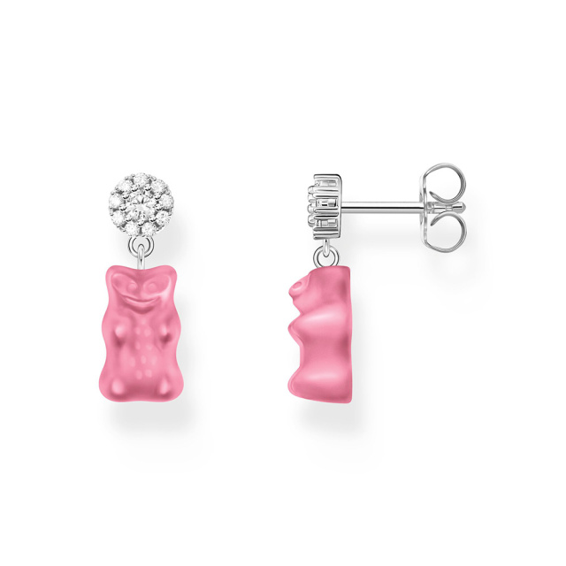 Thomas Sabo X HARIBO ezüst fülbevaló lógó rózsaszín gumimacival