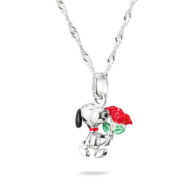 Thomas Sabo X PEANUTS ezüst Snoopy lánc rózsás medállal