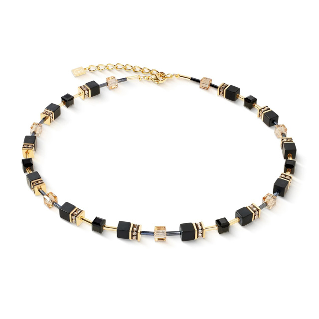 Coeur de Lion GeoCUBE Onyx fekete-arany színű női nyaklánc 4018/10-1316