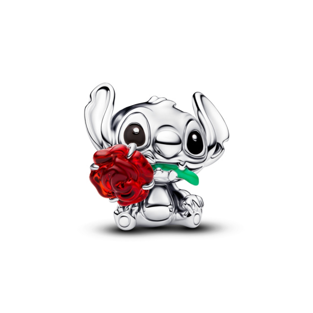 Pandora Disney Stictch és rózsa muranói üveg charm