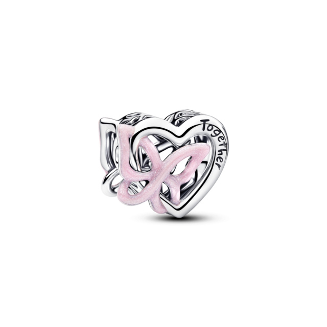 Pandora Összefonódó szív és pillangó charm