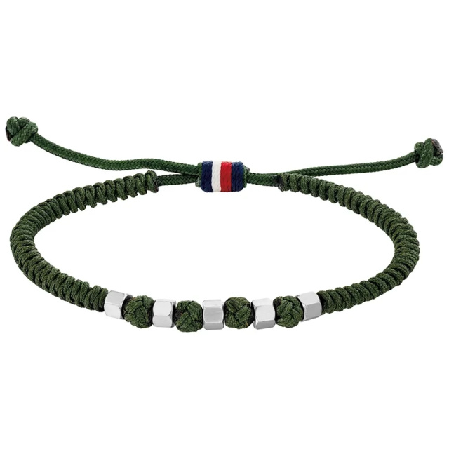 Tommy Hilifger Adjustable Nylon sötétzöld szövet férfi karkötő THJ2790680