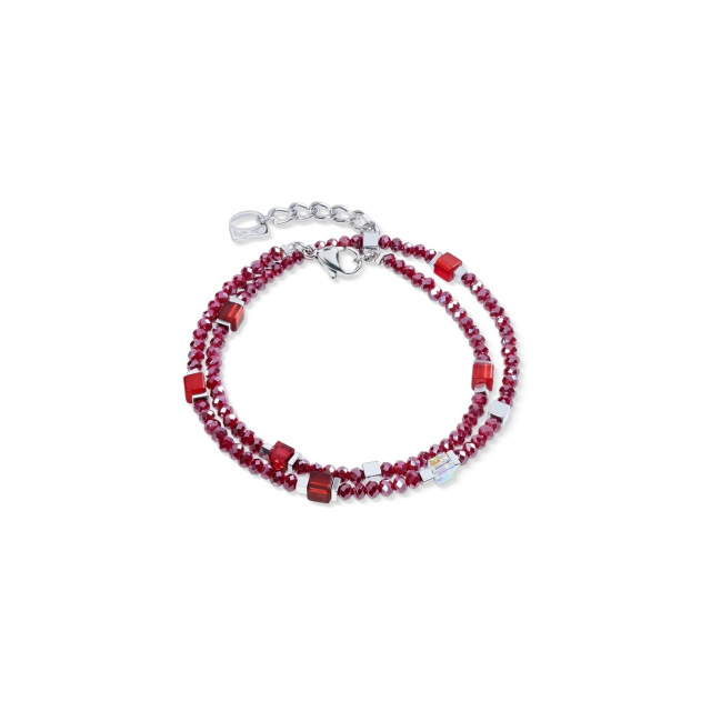 Coeur de Lion Joyful Colours Flex silver-red karkötő 4460/30-0317