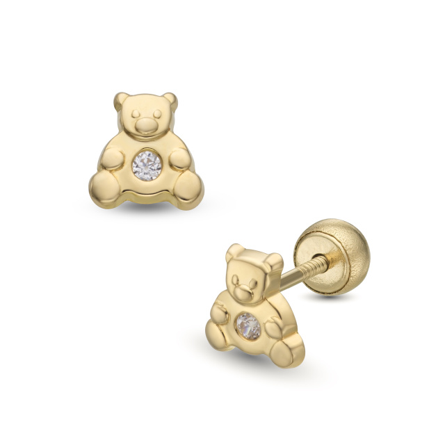 Lisa Jewelry for Kids csillogó mackó gyerek fülbevaló gömb zárral