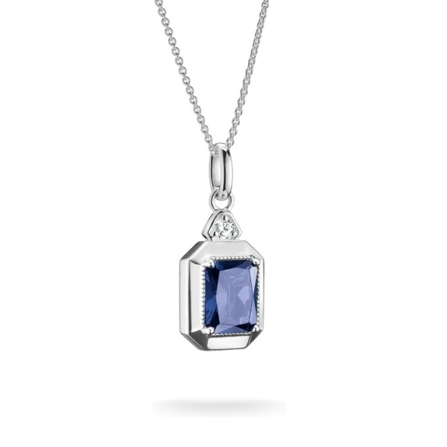 Thomas Sabo Ezüst nyaklánc kék nanokristállyal, nyolcszögletű csiszolásban
